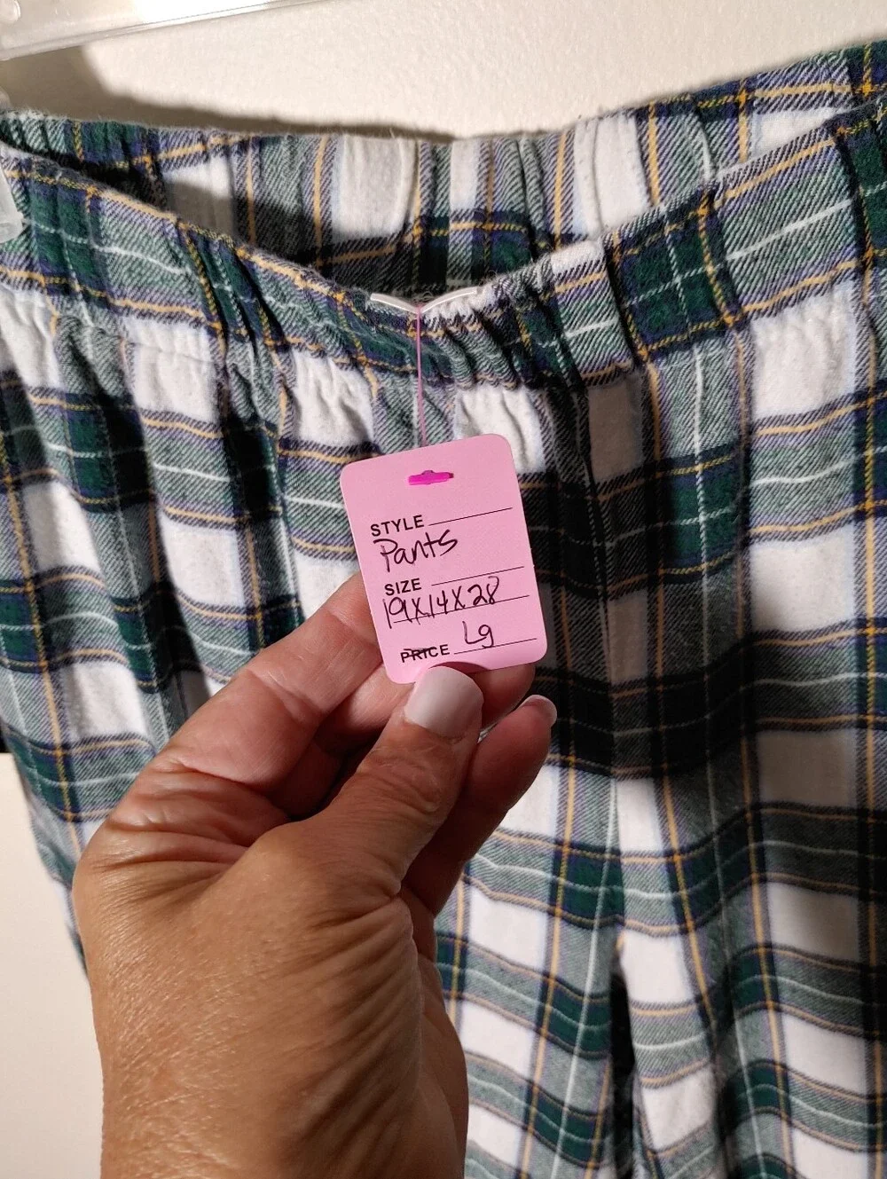 Liz Claiborne large 100% Cotton Green Plaid Long Sleeve Pajama Set